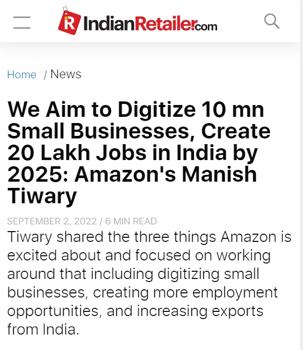 亚马逊印度站卖家数突破110万