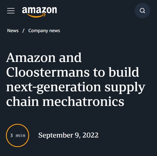 亚马逊将收购比利时工程公司Cloostermans