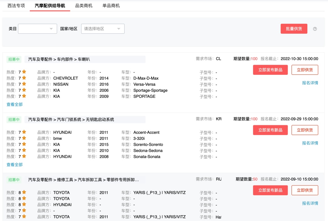 速卖通全面升级汽配行业“车型库”