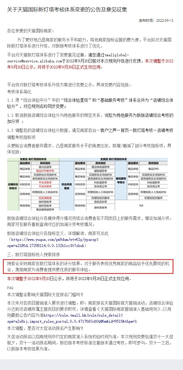 天猫国际变更商家营销准入基础规则