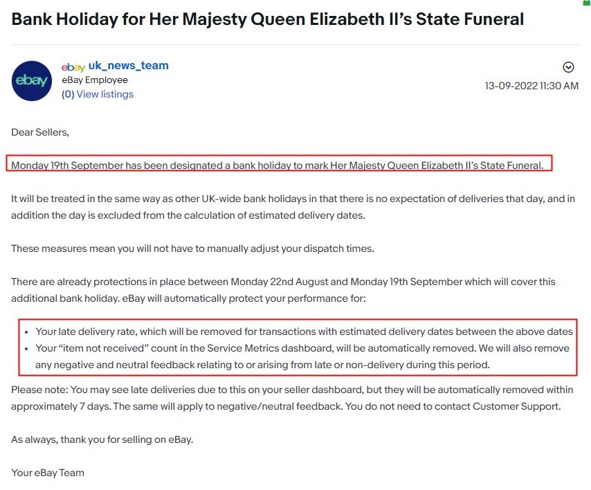 eBay对部分城市无法正常发货的交易进行政策保护