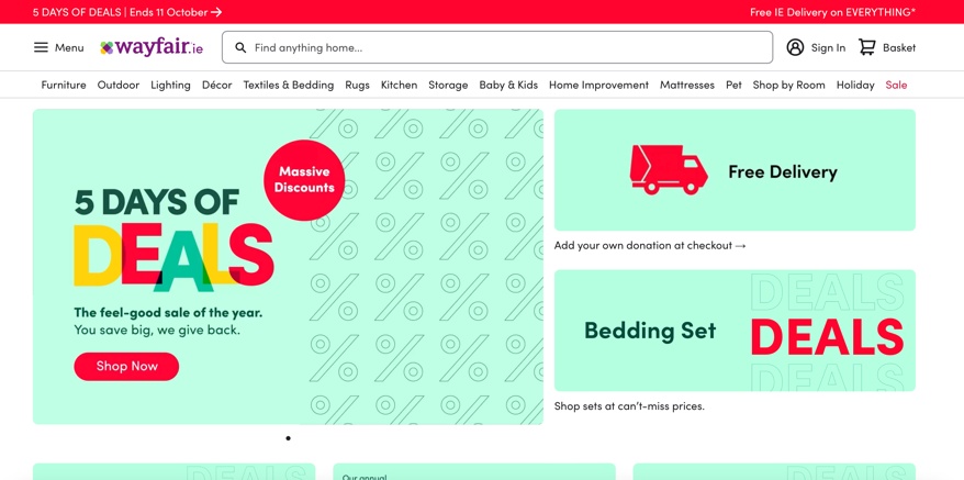 北美家居电商Wayfair上线爱尔兰站