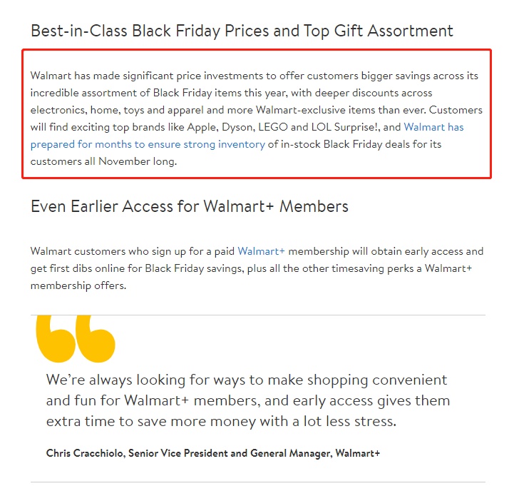 沃尔玛宣布恢复黑五日特卖活动