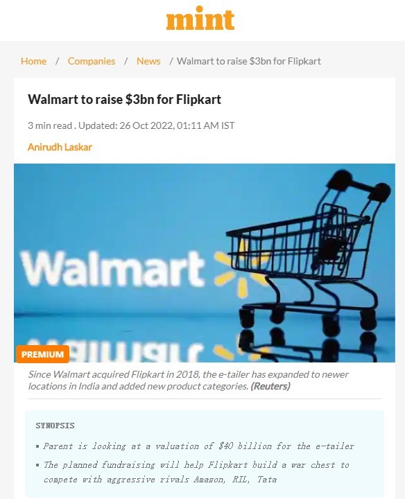Flipkart今年TBBD大促活动客户访问量超10亿