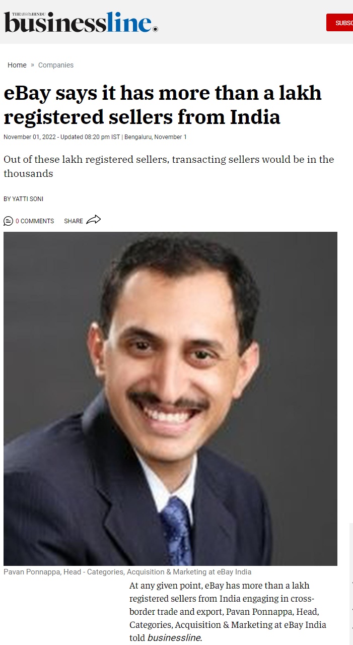eBay印度跨境出口卖家已超10万