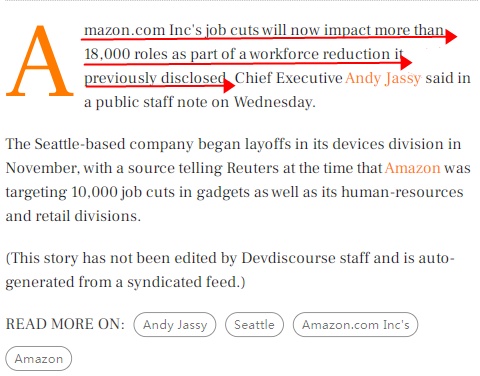 亚马逊将裁员逾17000人