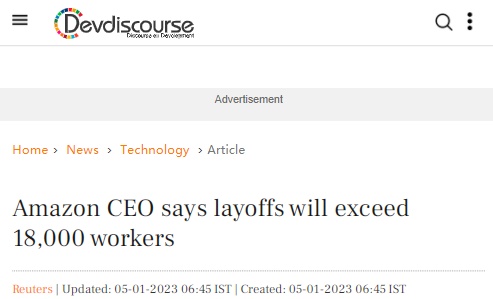 亚马逊将裁员逾17000人