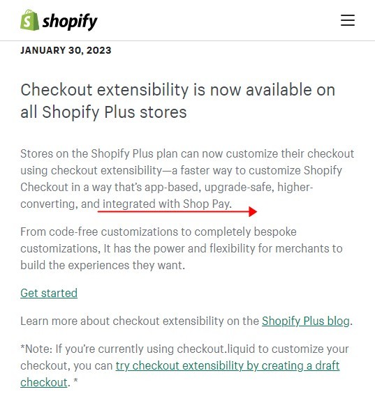 Shopify Plus商店支持结账扩展功能