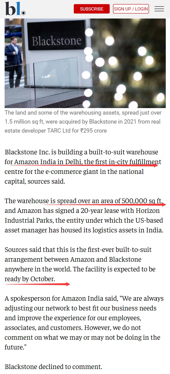 亚马逊在印度德里开设首个配送中心