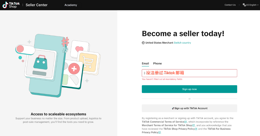 TikTok本土店怎么开通(美区TikTok小店注册流程)