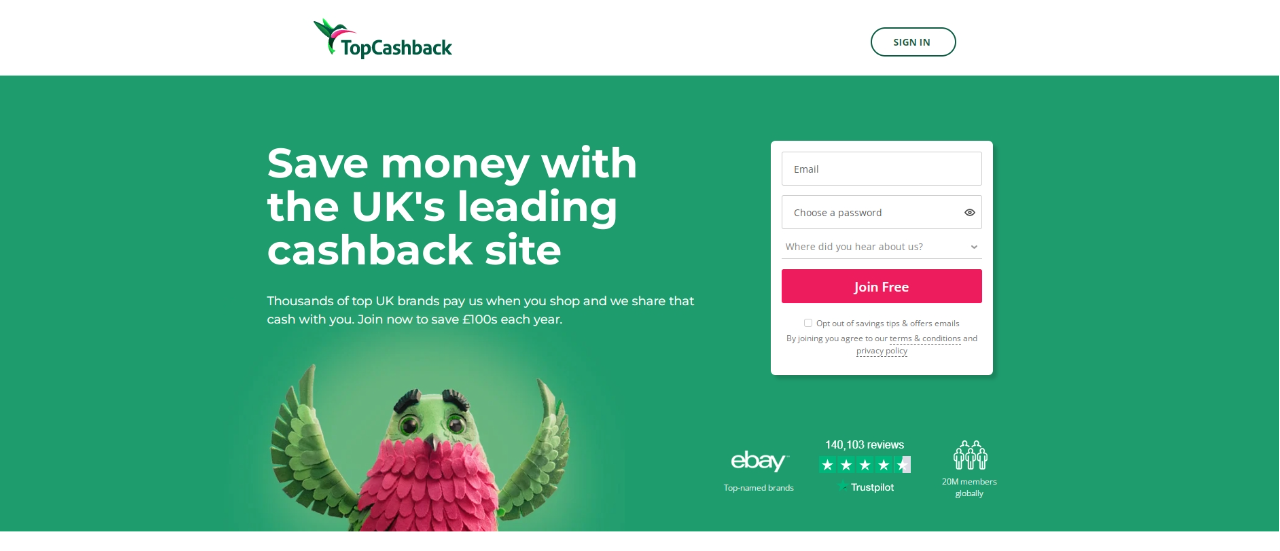 TopCashback-英国购物返利平台
