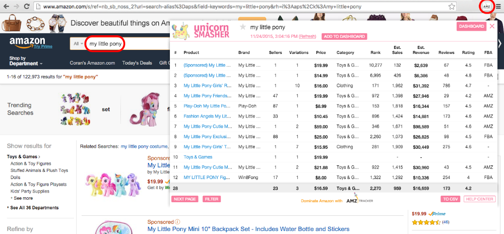 Unicorn Smasher-亚马逊产品研究工具