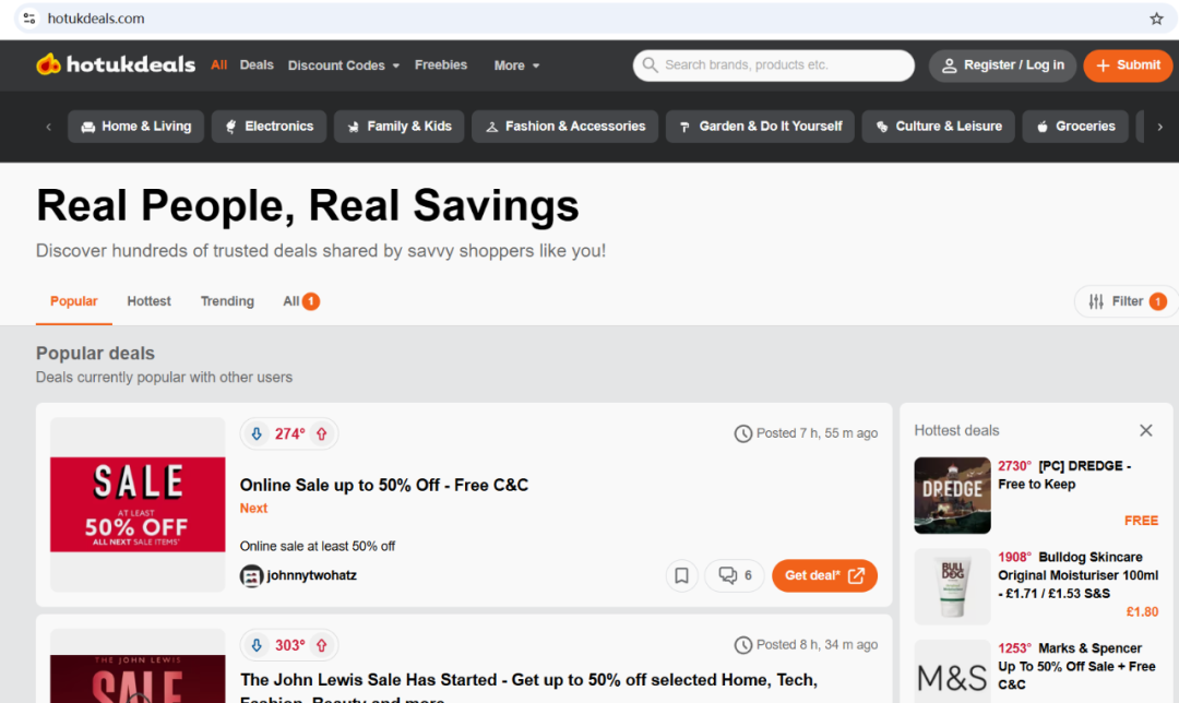 HotUKDeals-英国折扣促销网站