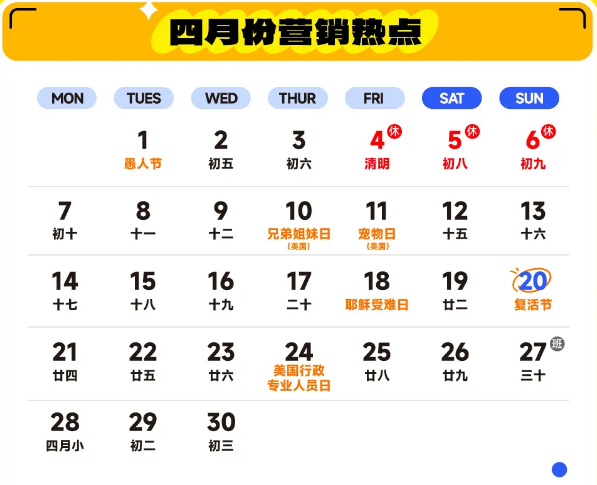 2025年跨境电商营销日历(跨境电商全年节日表)