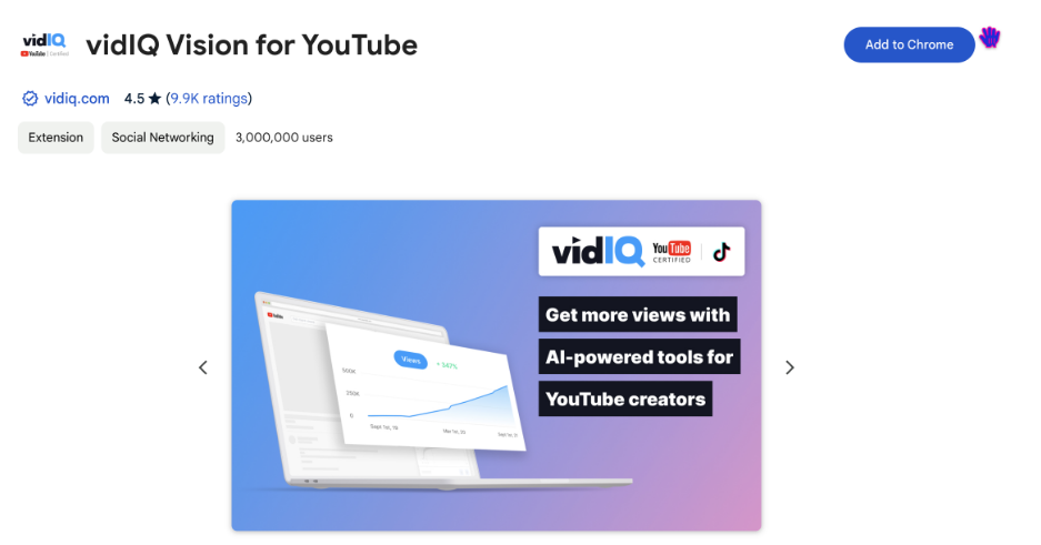VidiQ-查看YouTube爆款视频数据工具
