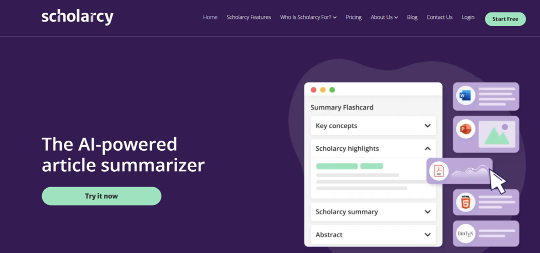 Scholarcy-AI文献阅读与知识提取工具