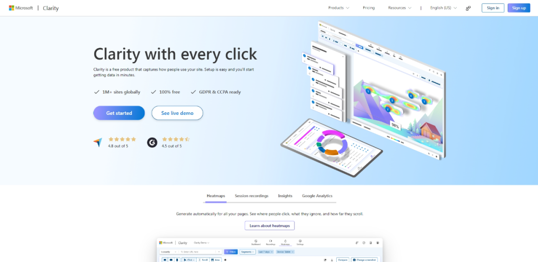 Microsoft Clarity-免费的网站用户分析工具