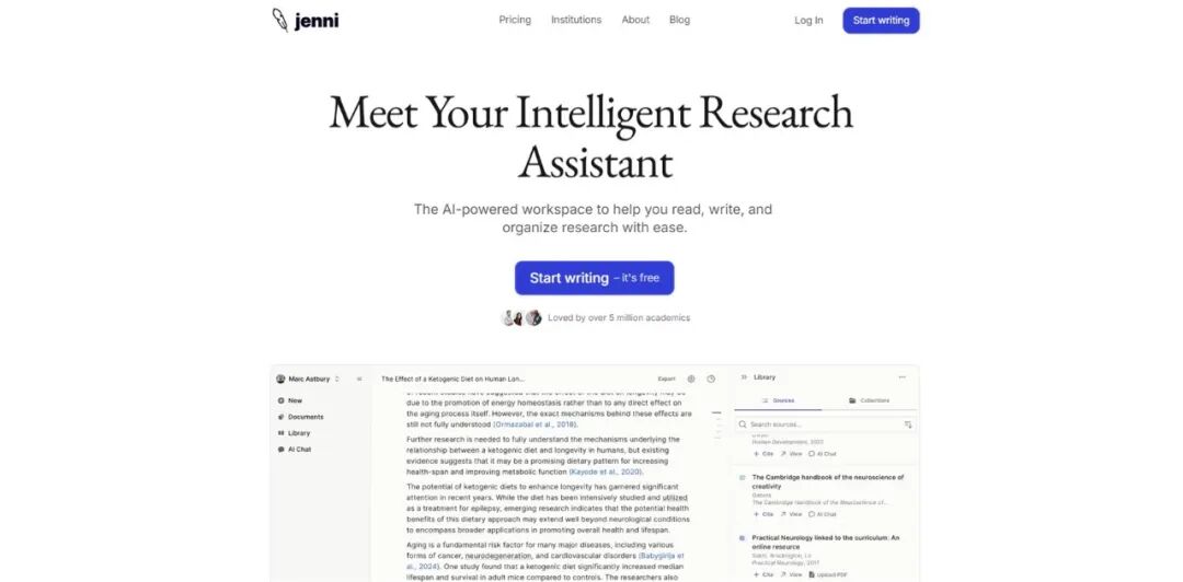 Jenni AI-人工智能写作工具